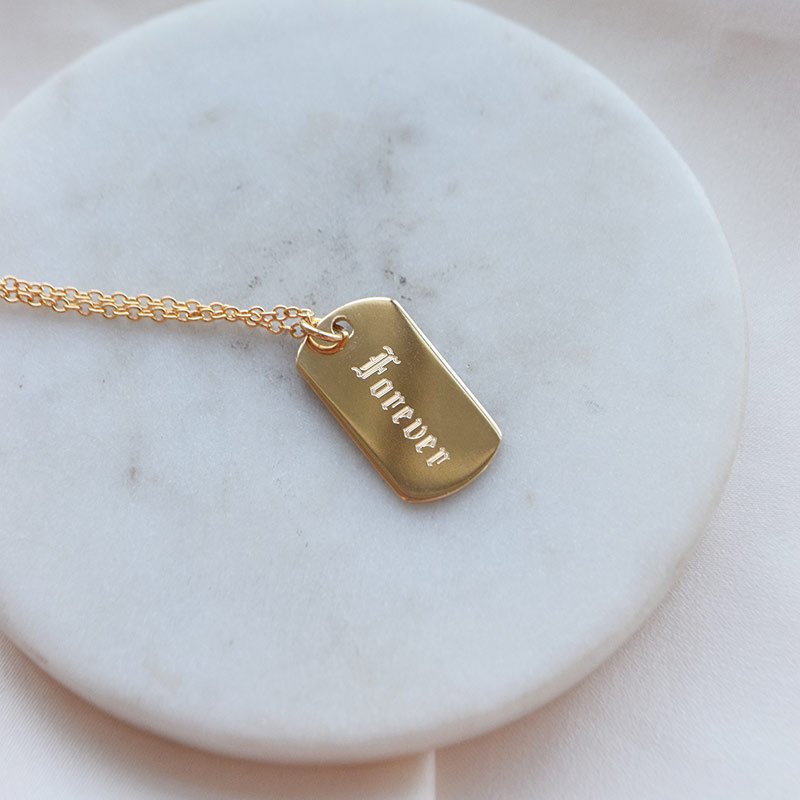"Tyler" 18 karat forgyldt dogtag med personlig gravering