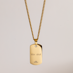"Tyler" Dogtag i 18k gullbelagt st�l med gravering