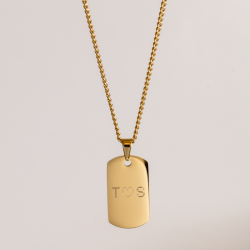 "Tyler" Dogtag i 18k gullbelagt st�l med gravering