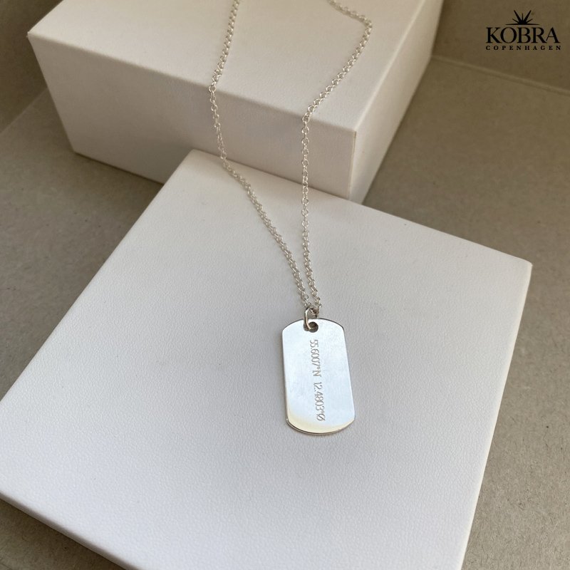 "Tyler" Dogtag halskæde i sølv med gravering