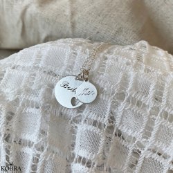 "I Promise You" hjerte halskde i slv samt lille amulet - begge med gravering