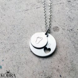 "I Promise You" hjerte halskde i slv samt lille amulet - begge med gravering