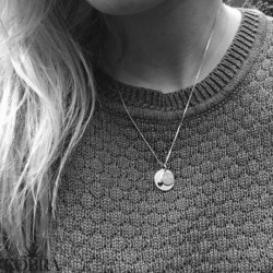 "I Promise You" hjerte halskde i slv samt lille amulet - begge med gravering