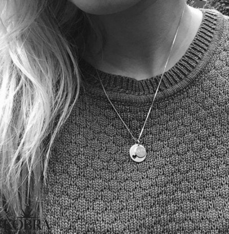 "I Promise You" hjerte halskde i slv samt lille amulet - begge med gravering