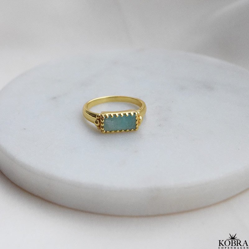 "Princess" guld ring med grn amazonit