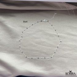 "Alba" slv halskde med farvet kugler i sterling slv