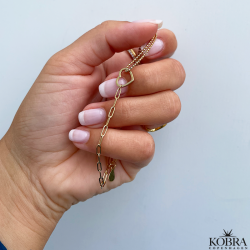 "Colombia" 18 karat forgyldt hjerte armbnd med dobbelt kder