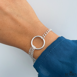 "Marion" Slv armbnd med slvring og chunky kde