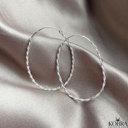 "Sally" large oval twisted silver hoops