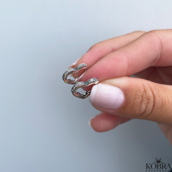 "Amalie" sm hjerte hoops med sten i slv