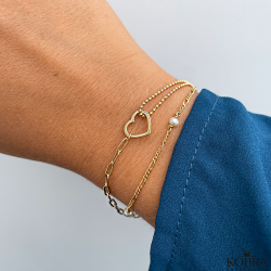 "Colombia" 18 karat forgyldt hjerte armbnd med dobbelt kder