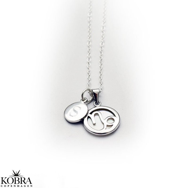 "Stargate" slv halskde med dit stjernetegn / zodiac og lille ID tag inklusiv personlig gravering