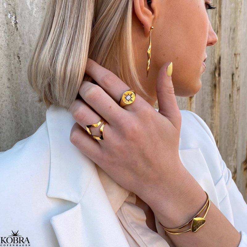 18 karat forgyldt "Lennox" dobbelt V ring