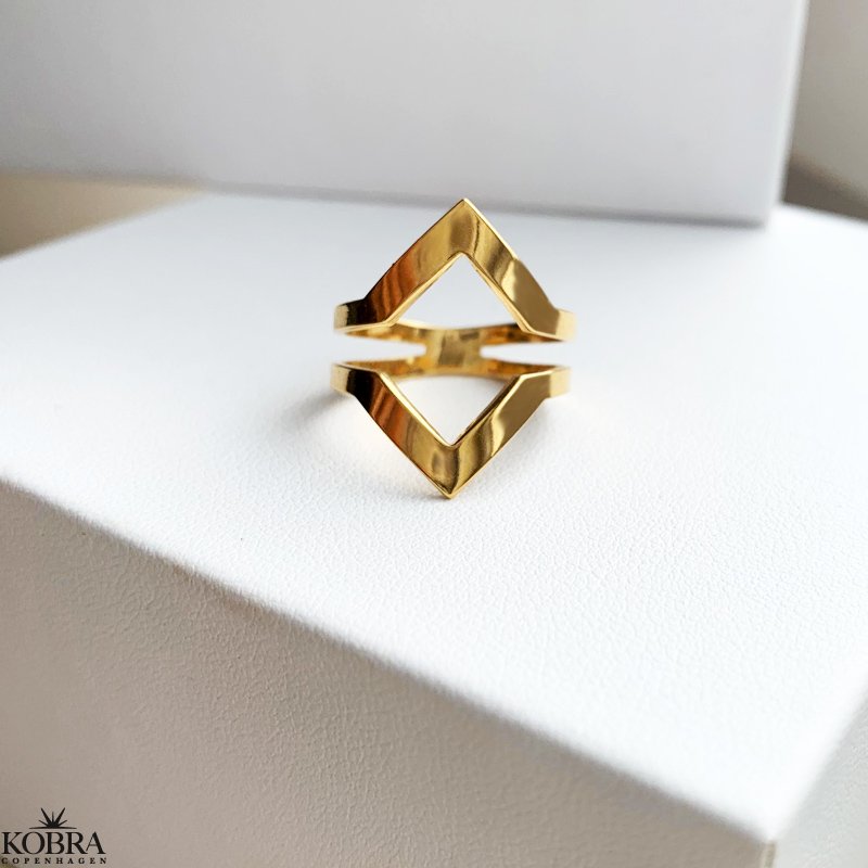18 karat forgyldt "Lennox" dobbelt V ring