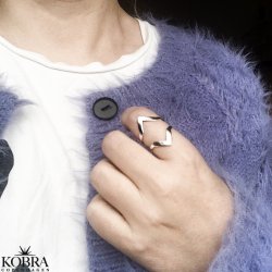 "Lennox" dobbelt V ring ring i sterling slv