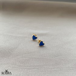 "Valentina" - smukke sm guld hjerte reringe med emalje i sort eller bl