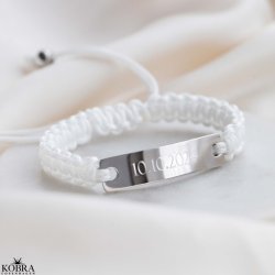 "Mercury" vandfast stl armbnd med din indgravering (hvid)