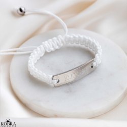 "Mercury" vandfast stl armbnd med din indgravering (hvid)