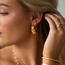 "Vanilla" 18 karat gullbelagte �reringer med hvite steiner