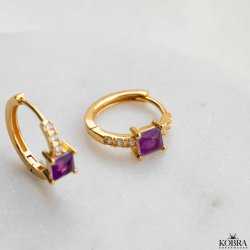 "Vanity" forgyldt reringe med lilla zirkonia sten