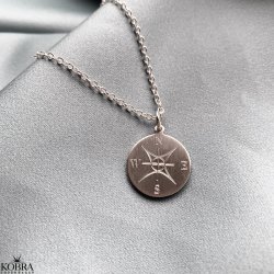 "Lost Without You" slv halskde med kompas og anker - inklusiv gravering
