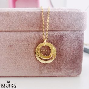 Double Love Wheel Gold Necklace With Heart Including Engraving