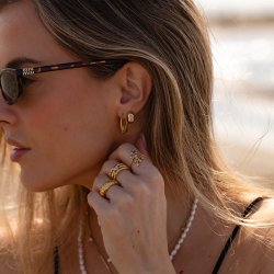 "Vegas" Small gold-plated hoops with stones