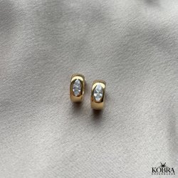 "Vegas" Sm guld hoops med sten