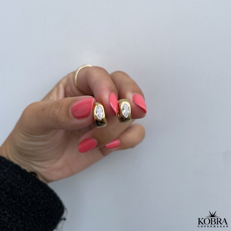 "Vegas" Sm guld hoops med sten