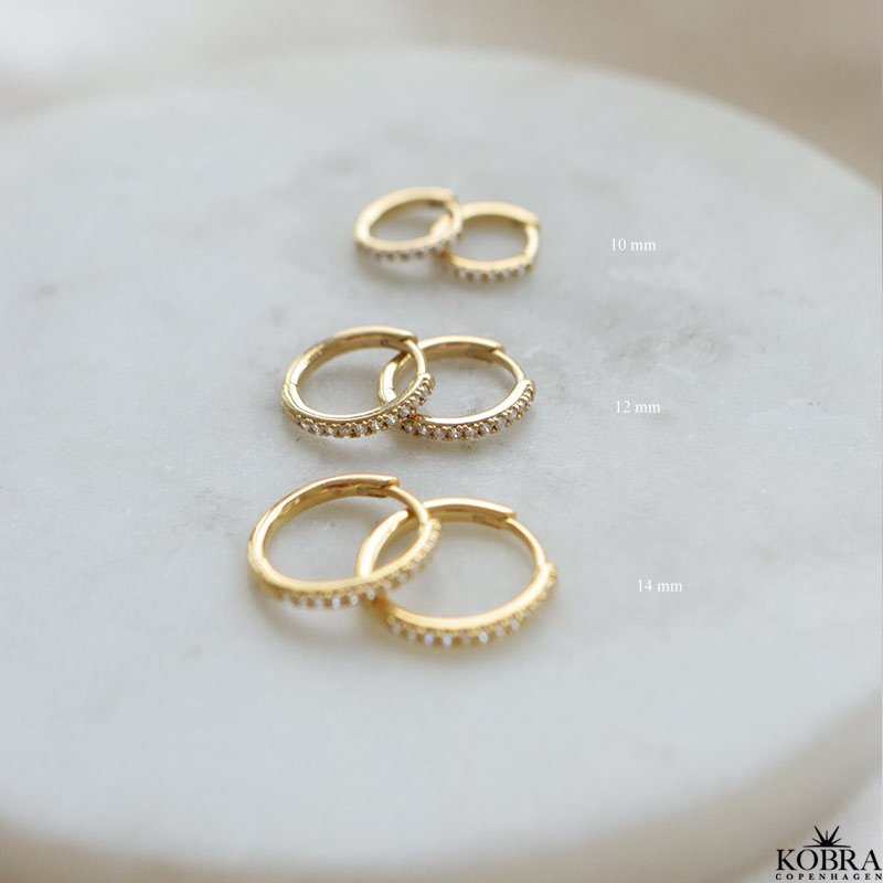 "Vera" 1 stk forgyldt hoop med sten - Mini, Small eller Medium 