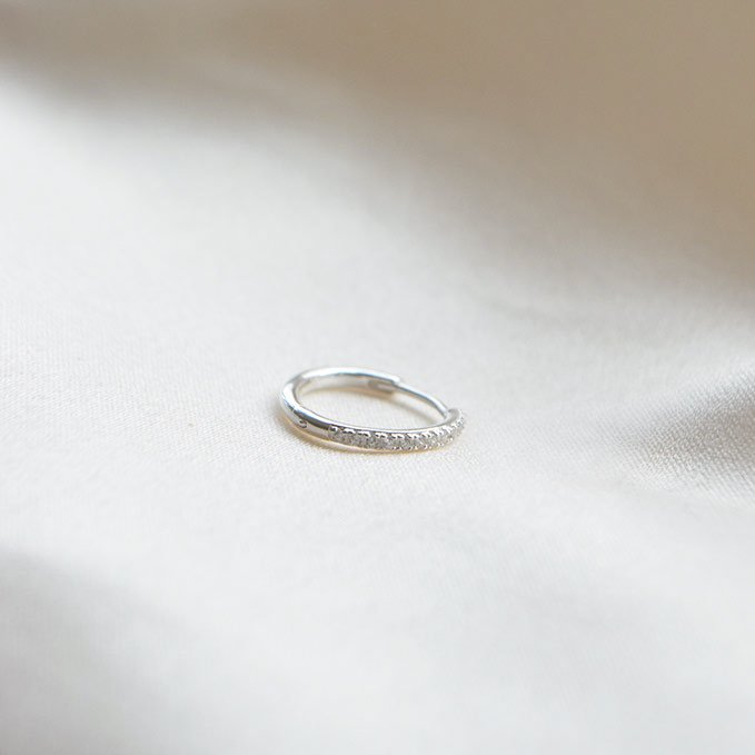 "Vera" 1 stk s�lv hoop med sten - Mini, Small eller Medium 