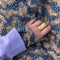 "Victory" hndlavet oval 18 karat forgyldt V ring