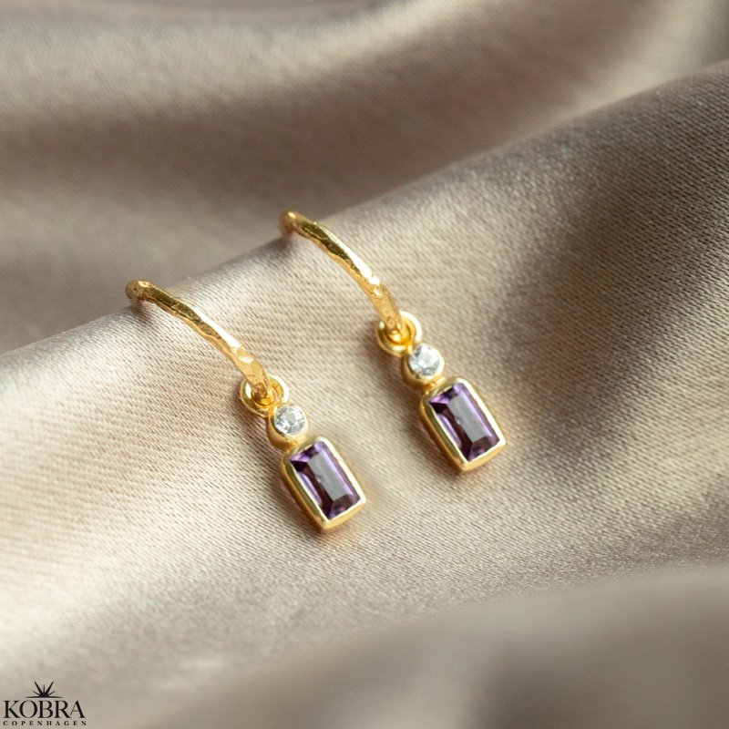 "Vienna" 14 karat forgyldte reringe med lilla Ametyst