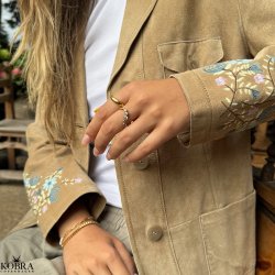 "Solenne" 18 karat forgyldt blget ring med hvide sten