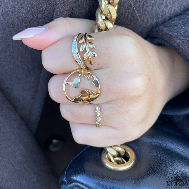 Wonderful "World" ring i 18 karat forgyldt