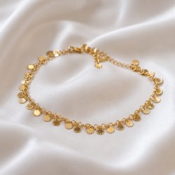 "Yael" gold plated ankle chain with small round pendants