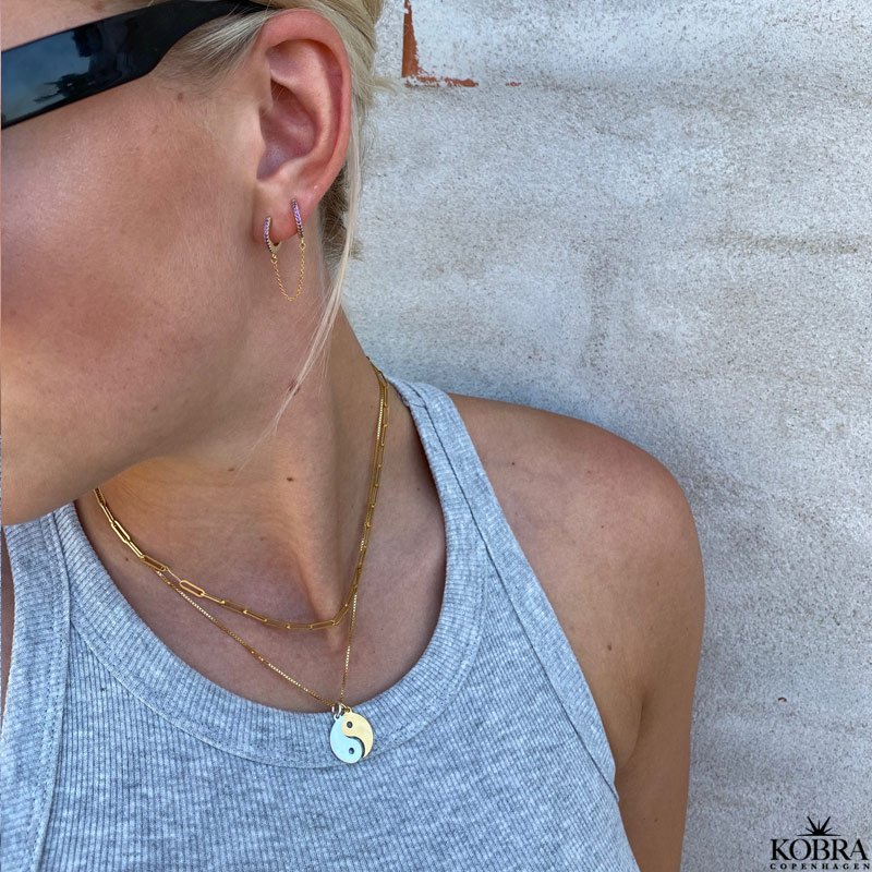 Veninde halskde med gravering i slv/guld "Yin Yang"