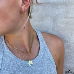 Veninde halskde med gravering i slv/guld "Yin Yang"