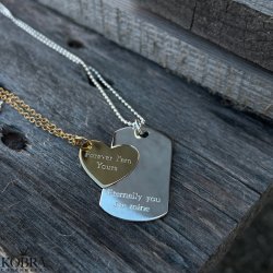 "You and Me" Dogtag i slv og hjerte i guld inklusiv gravering