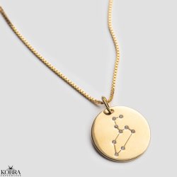 "Zodiac" stjernetegnshalskde med sten i 18 karat forgyldt