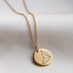 "Zodiac" stjernetegnshalskde med sten i 18 karat forgyldt