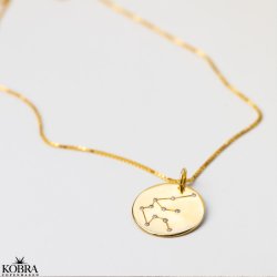 "Zodiac" stjernetegnshalskde med sten i 18 karat forgyldt