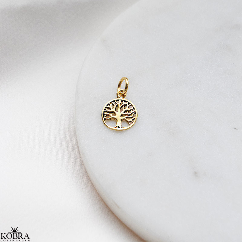 Charm i guld med Livets Træ amulet